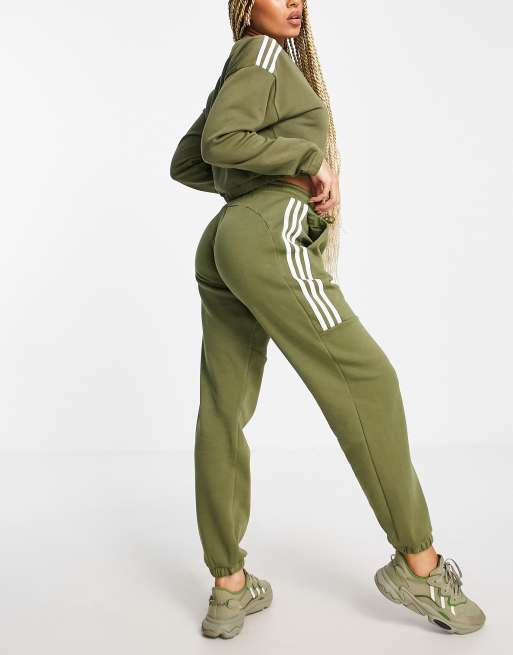 adidas Hyperglam high rise joggers in olive