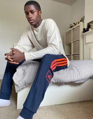 jogging adidas gris bande bleu