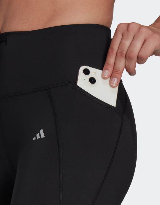 adidas – Lauf-Leggings in Schwarz mit Taschen, 3 von 4