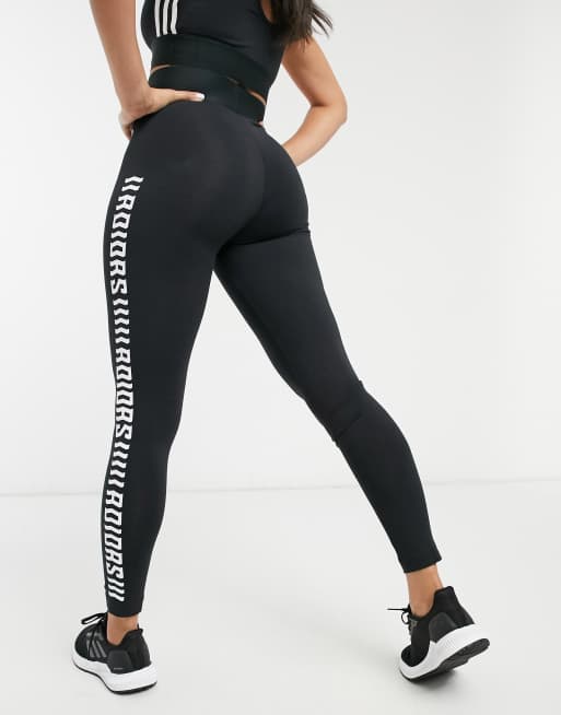 adidas Leggings a vita alta con stampa grafica neri e bianchi