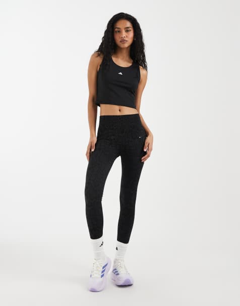 adidas - leggings largos de punto con estampado de serpiente en gris - view 1