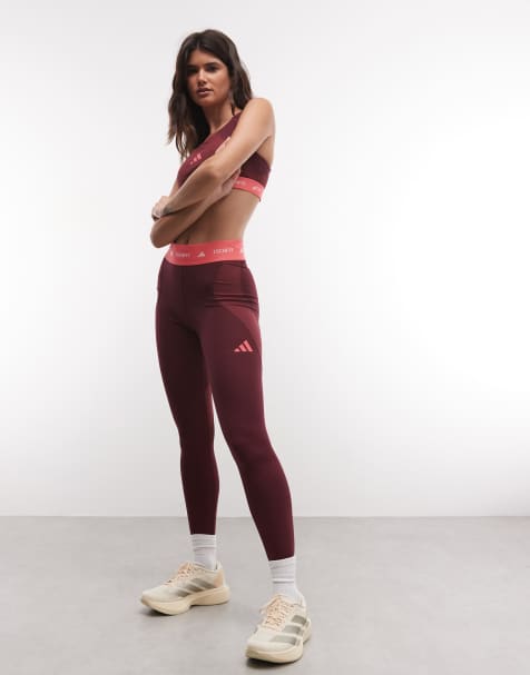 adidas - leggings TechFit color block 7/8 en burdeos - view 1