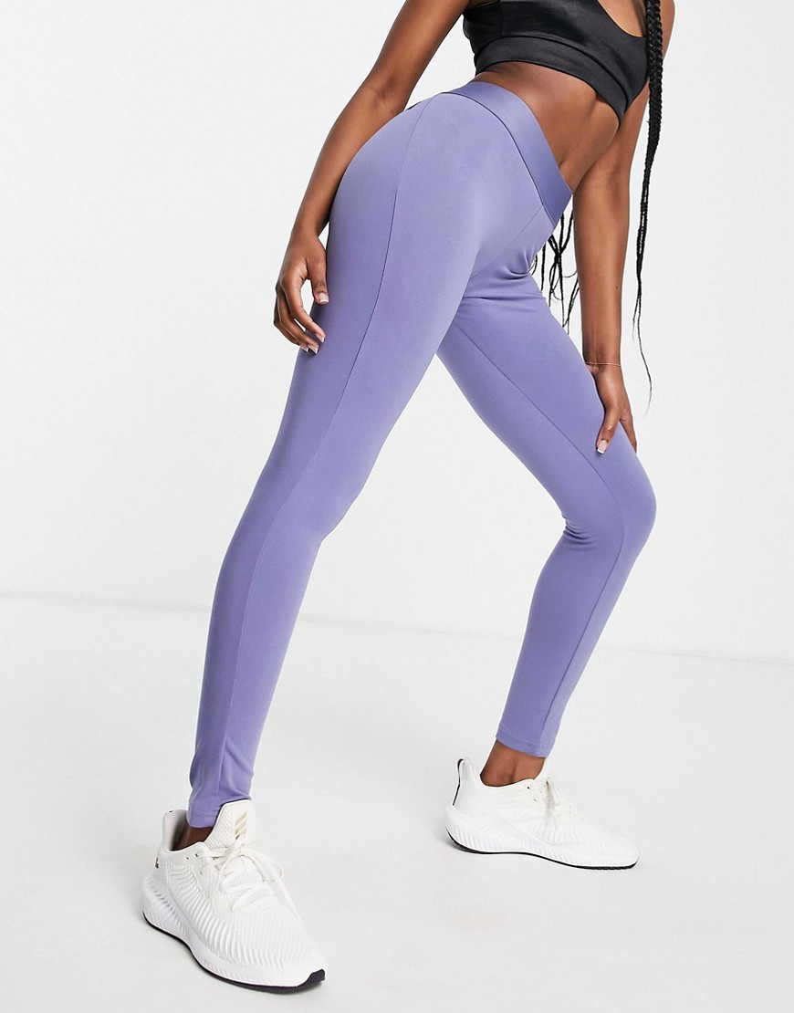 Adidas leggings with large logo in purple