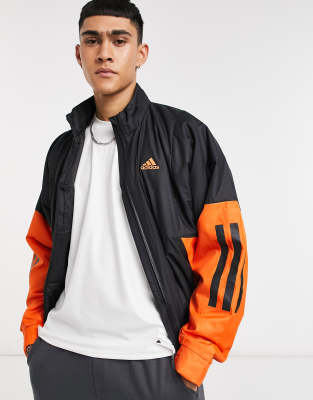 adidas lightweight jacket in black and orange | ASOS