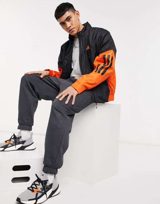 Adidas orange store black jacket