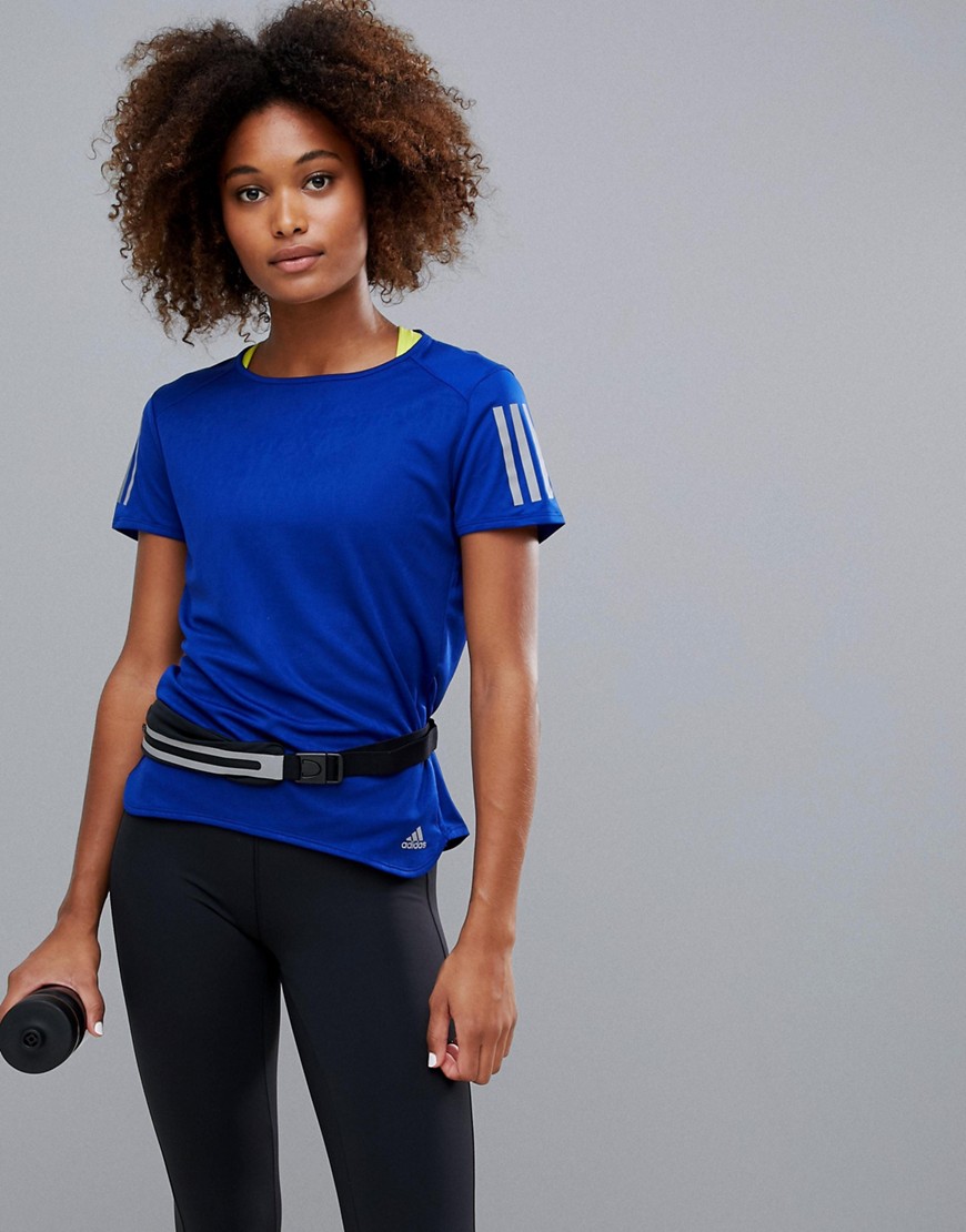 Adidas – Löpning – Blå t-shirt med tre ränder