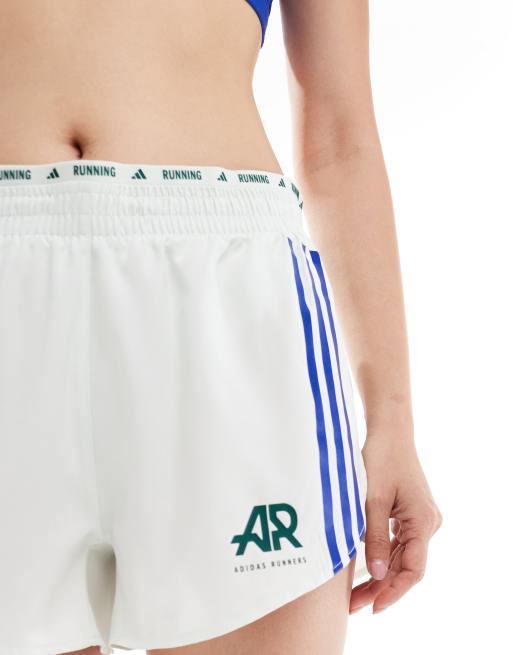 adidas – Löpning – Own The Run – Vita, gröna och blå löparshorts , 3 av 5