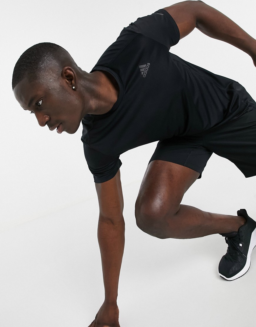 Adidas – Löpning – Svart löpar-t-shirt med reflekterande detaljer