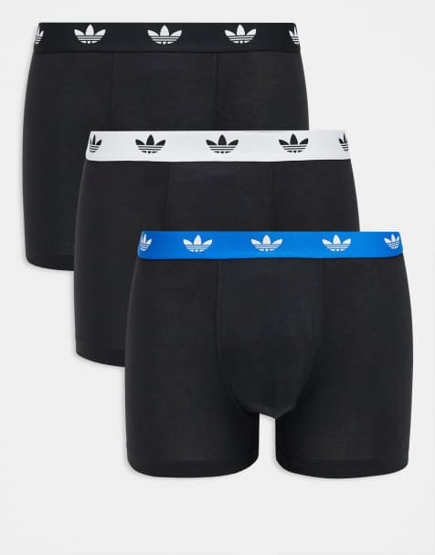 adidas - Lot de 3 boxers confortables en coton stretch - Noir, bleu et blanc - view 1