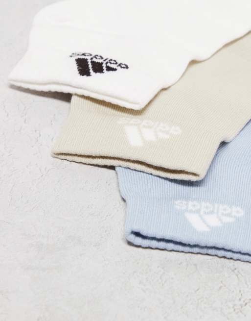 adidas - Lot de 3 paires de chaussettes - Blanc, bleu et taupe, 3 de 4