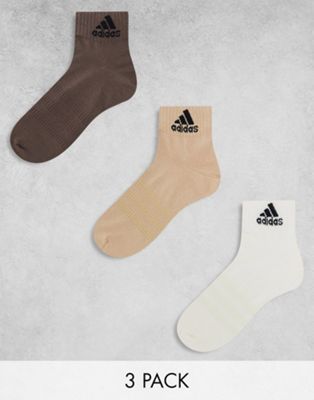 adidas 3 pack socks in neutral - ASOS Price Checker