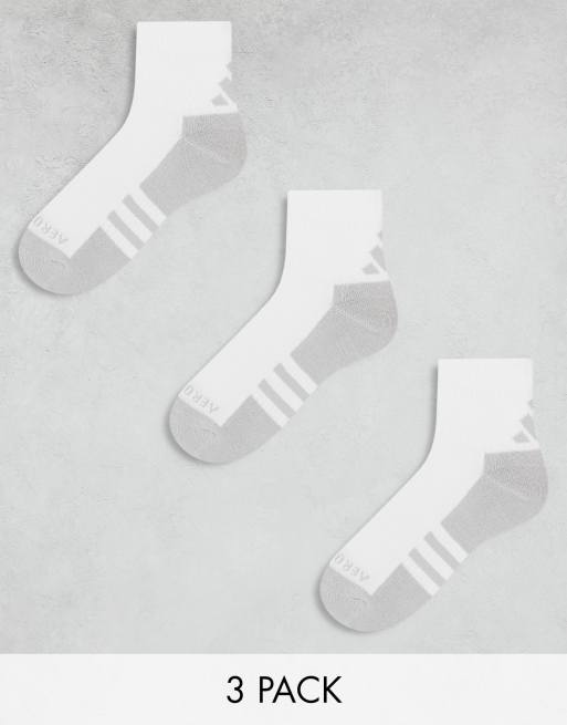adidas - Lot de 3 paires de socquettes de course - Blanc