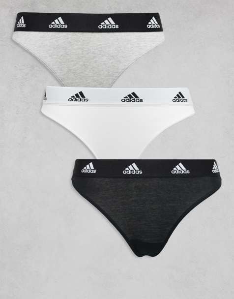 adidas - Lot de 3 strings de sport confortables en coton - Noir, gris et blanc - view 1