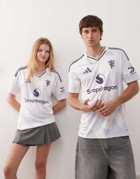 adidas Football Manchester United 25/26 away jersey in white and purple