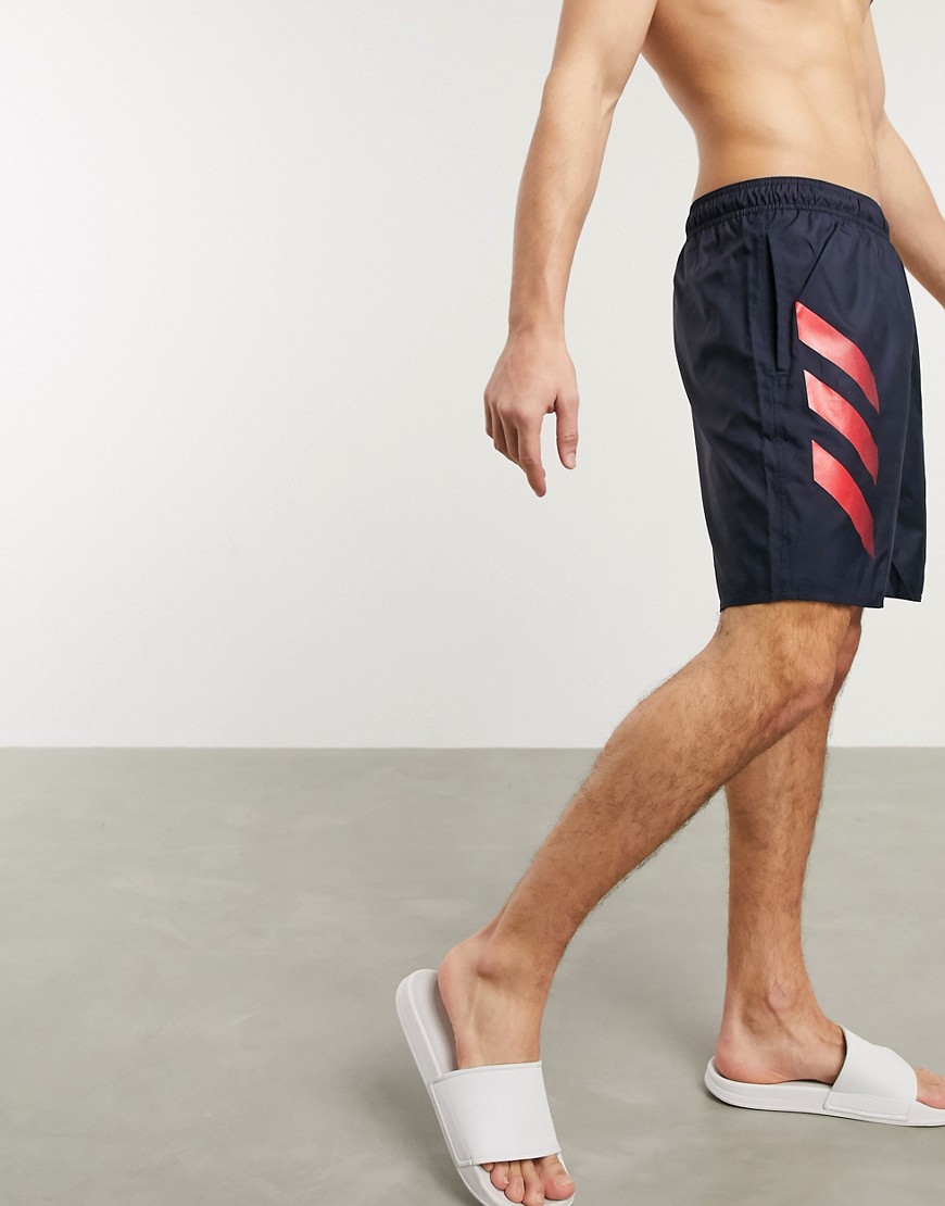 Adidas – Marinblå badshorts med 3 ränder