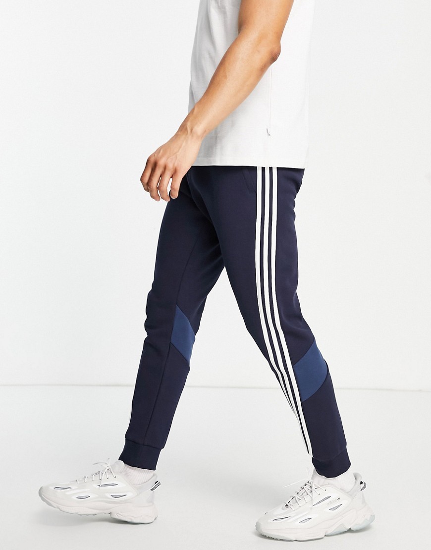 adidas - Marineblå joggingbukser med 3 striber