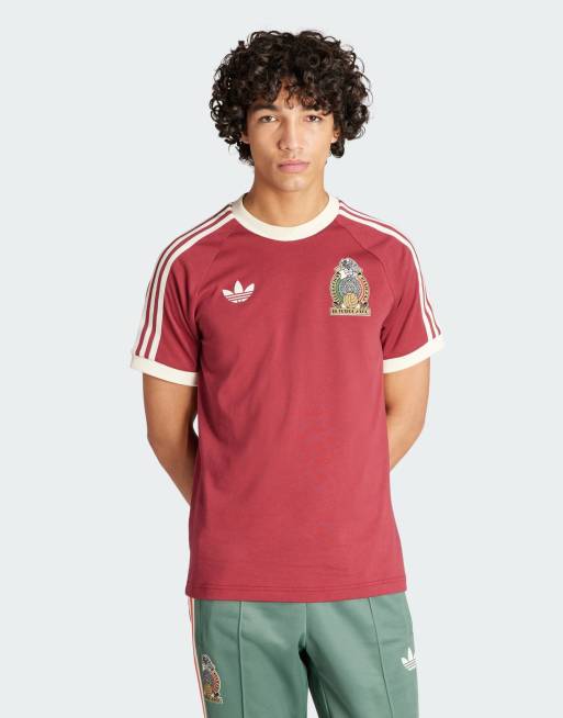 Adidas 3 2024 stripes tee burgundy