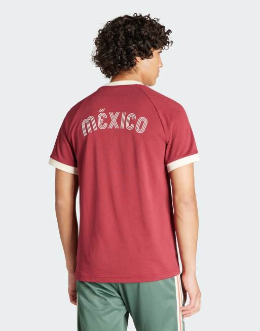 adidas - Mexico adicolor - T-shirt bordeaux con 3 strisce, 3 di 4