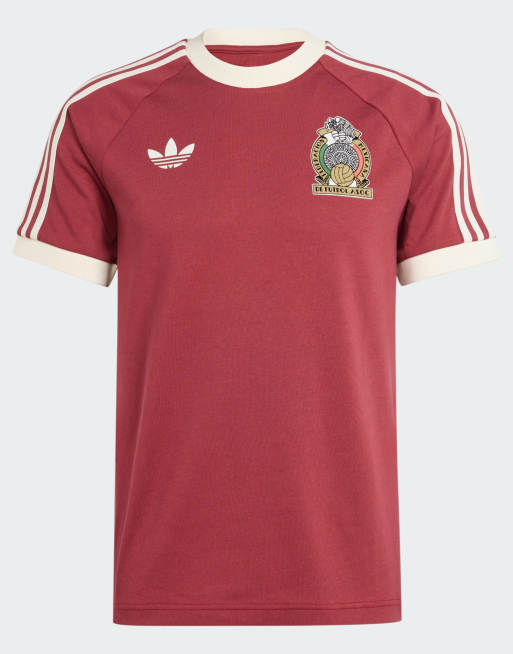 adidas – Mexico adicolor – T-Shirt mit 3 Streifen in Burgunderrot, 2 von 4