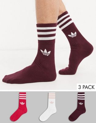 adidas mid-cut crew socks 3 pack | ASOS