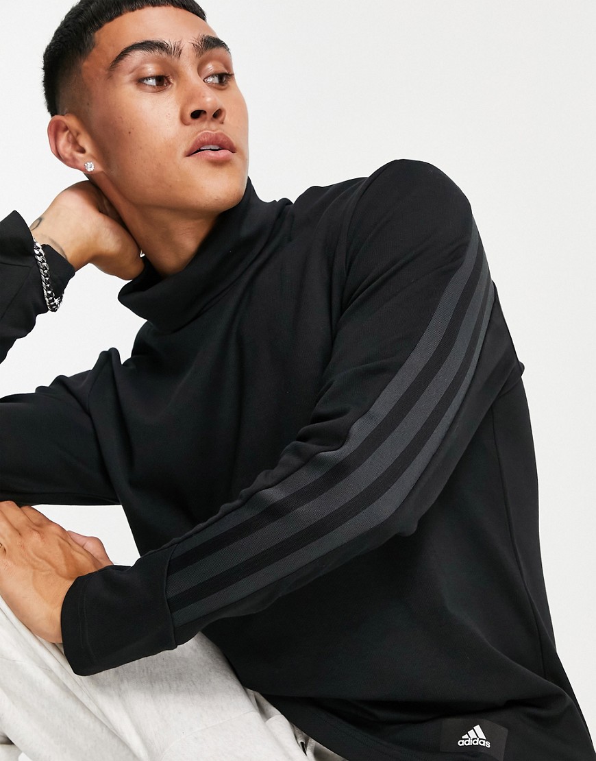 Adidas mock neck long sleeve top in black