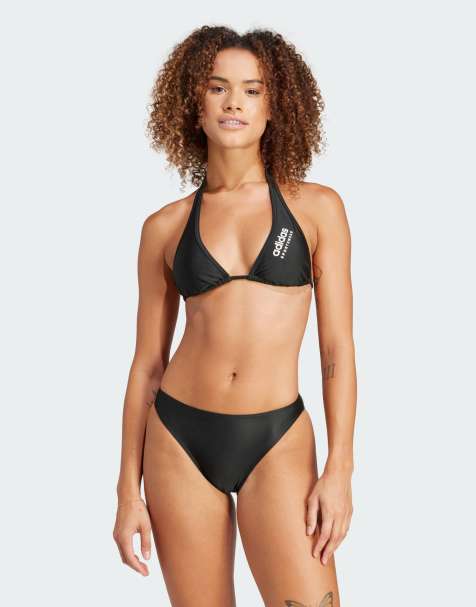 Stradivarius multi strap swimsuit in charcoal