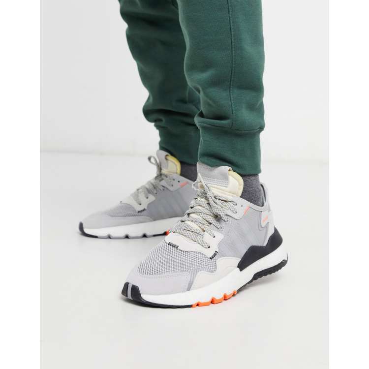 Adidas nite jogger grey best sale white orange