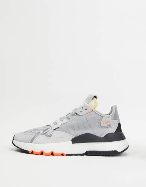 Adidas nite jogger grey white online orange