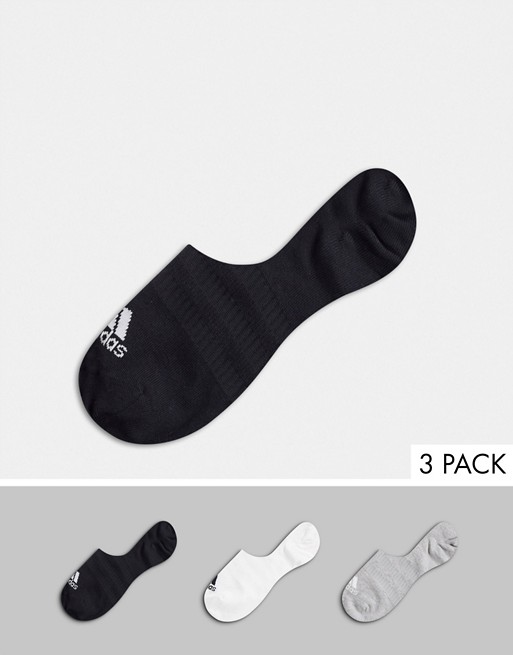 adidas Training no show socks in black white grey 3 pack