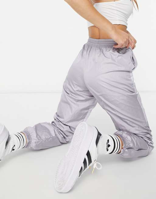 adidas nylon pants in gray