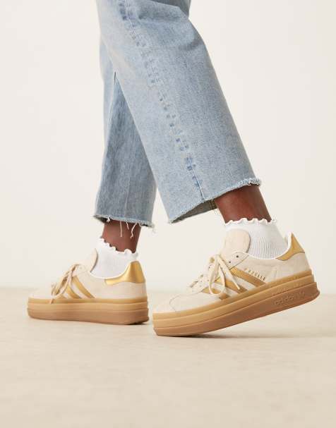 adidas Orginals - Gazelle Bold - Baskets à rayures - Blanc classé et doré métallisé - view 1