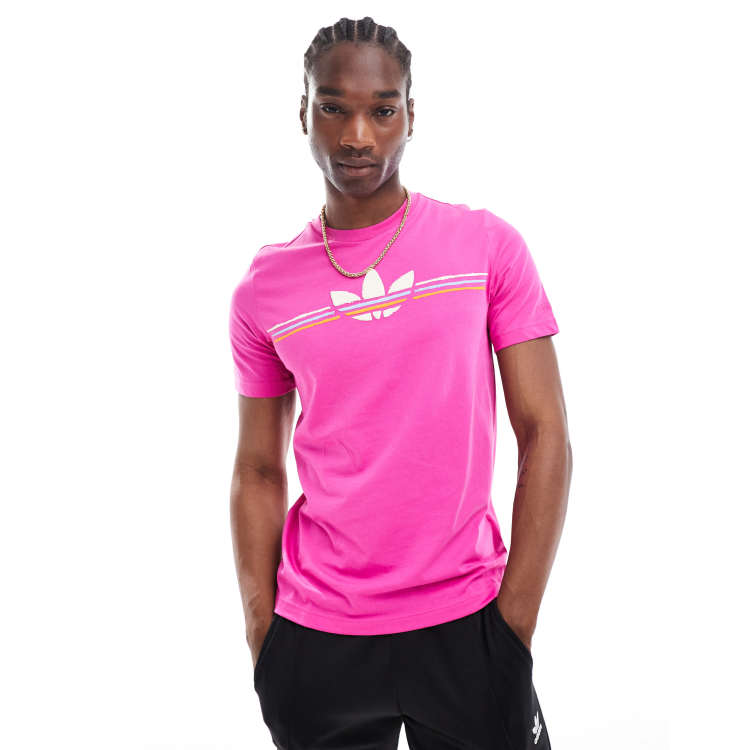 adidas Original 80s graphic logo tee in semi lucid fuchsia | ASOS