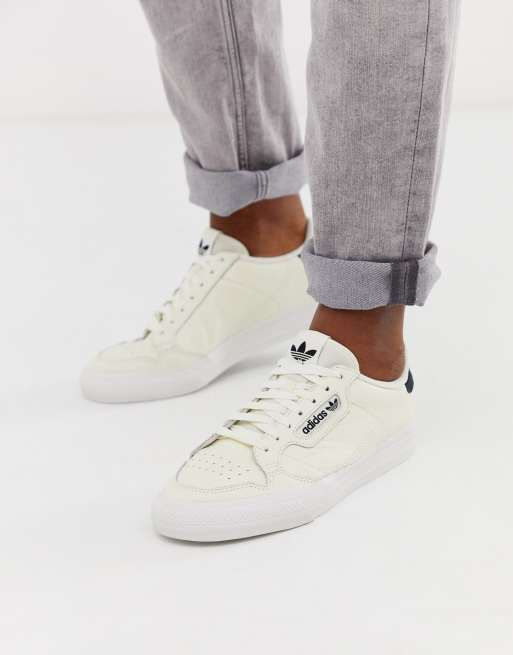 adidas Original continental 80 vulc trainers in off white leather | ASOS