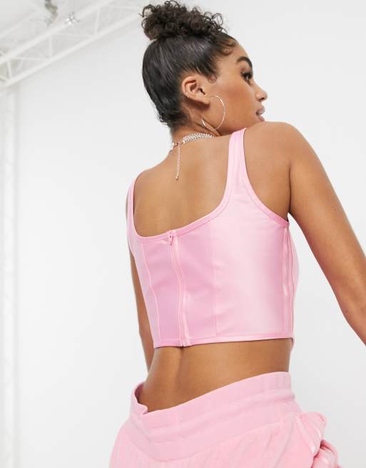 adidas Original 'Relaxed Risqué' satin look corset in vibrant pink