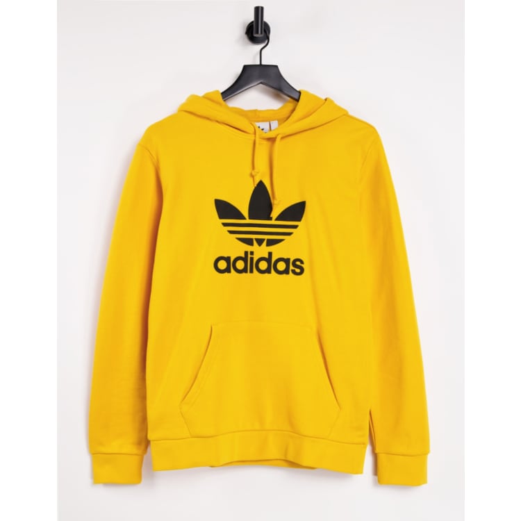 Yellow trefoil store adidas hoodie