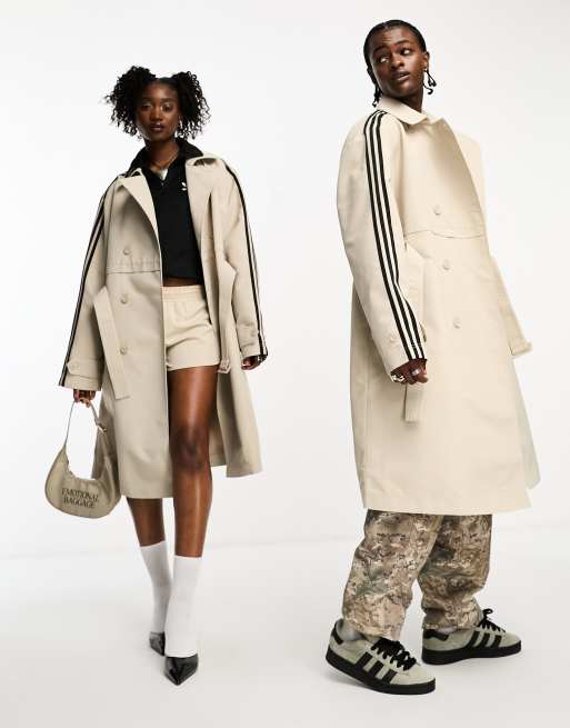 adidas Original unisex 3-stripe coat in beige