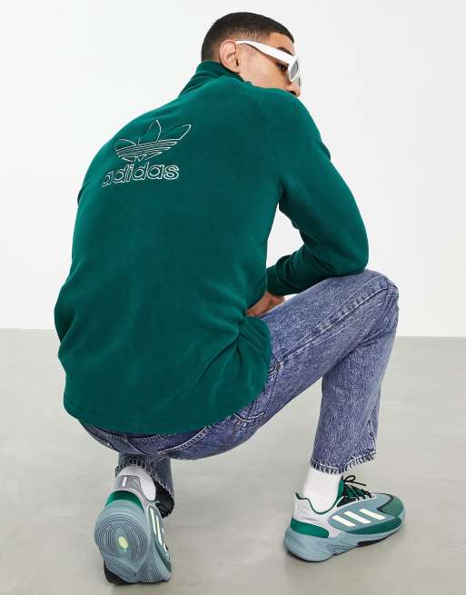 Adidas originals half 2025 zip fleece green