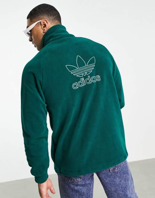 adidas Originals 1 4 zip boyfriend fit fleece in green