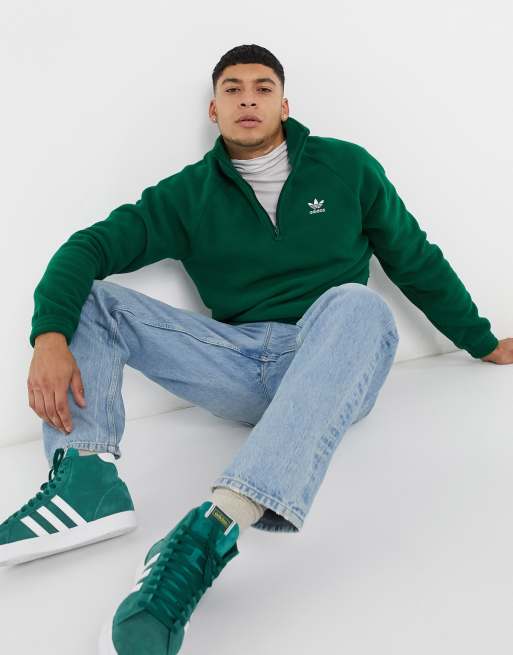 adidas Originals 1 4 zip fleece in forest green ASOS