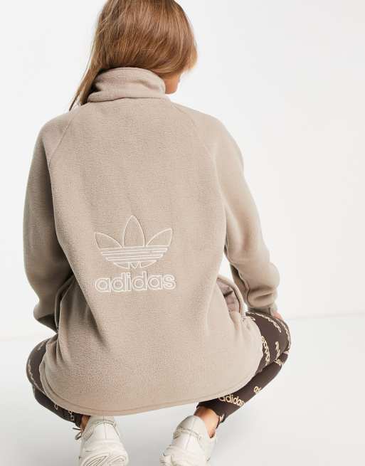 adidas Originals 1 4 zip fleece in off beige