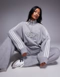 [adidas Originals] adidas Originals 1/4 zip sweatshirt in grey with front graphic M GREY