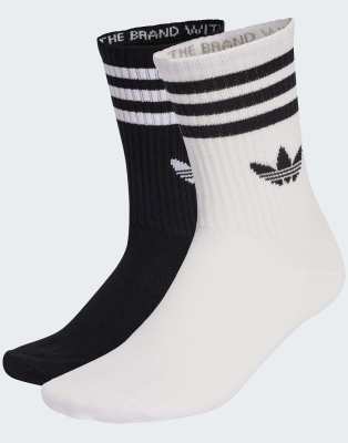 adidas Originals - 10 Paar Crew-Socken in Weiß/Schwarz mit den 3 Streifen
