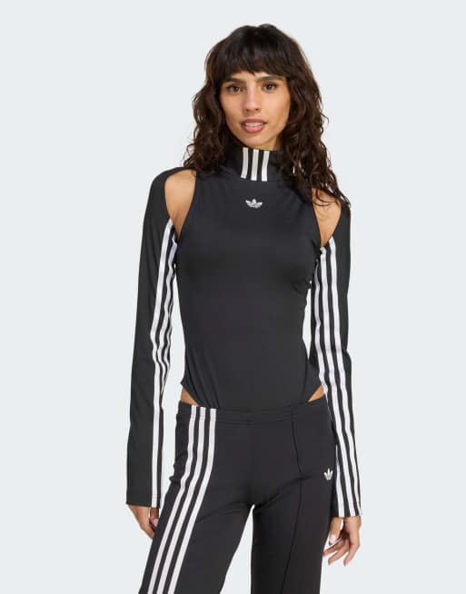 adidas Originals – 2-in-1 – Kompressionsbody in Schwarz