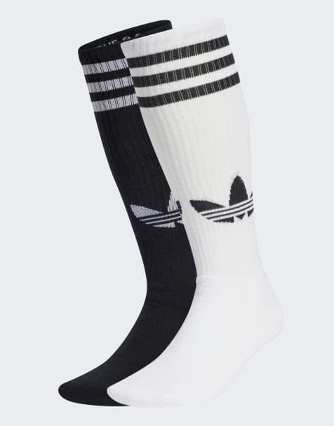 adidas Originals – 2 Paar knielange Socken in Weiß/Schwarz - view 1