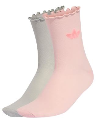 adidas Originals - 2 Paar Socken mit Rüschensaum in Sandy Pink / Grey Two-Rosa