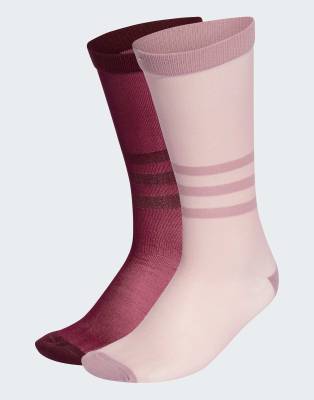 adidas Originals - 2 Paar transparente, hohe Crew-Socken in Sandy Pink / Shadow Red-Rosa