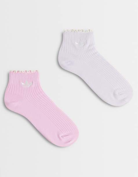 adidas Originals 2-pack ankelstrumpor med volang i rosa och lila - view 1
