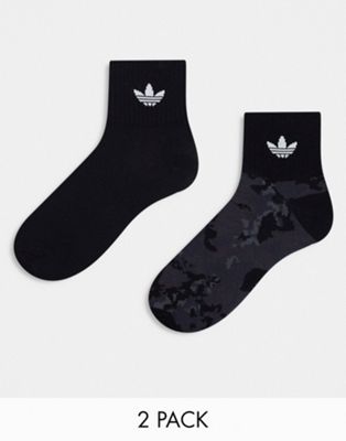 adidas Originals 2-pack cam ankle sock in black