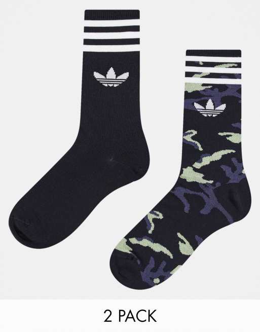 adidas Originals 2 pack camo crew socks in black
