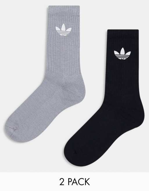 adidas Originals 2 pack crew socks in black and grey | ASOS